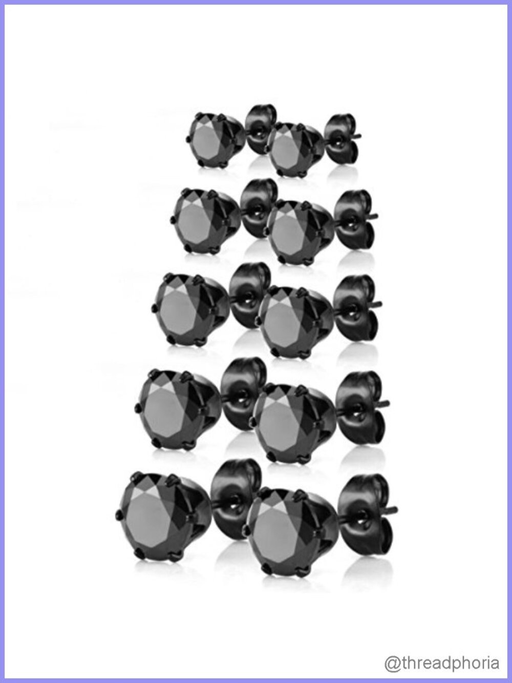 Hypoallergenic Surgical Steel CZ Stud Earrings Set for Sensitive Ears